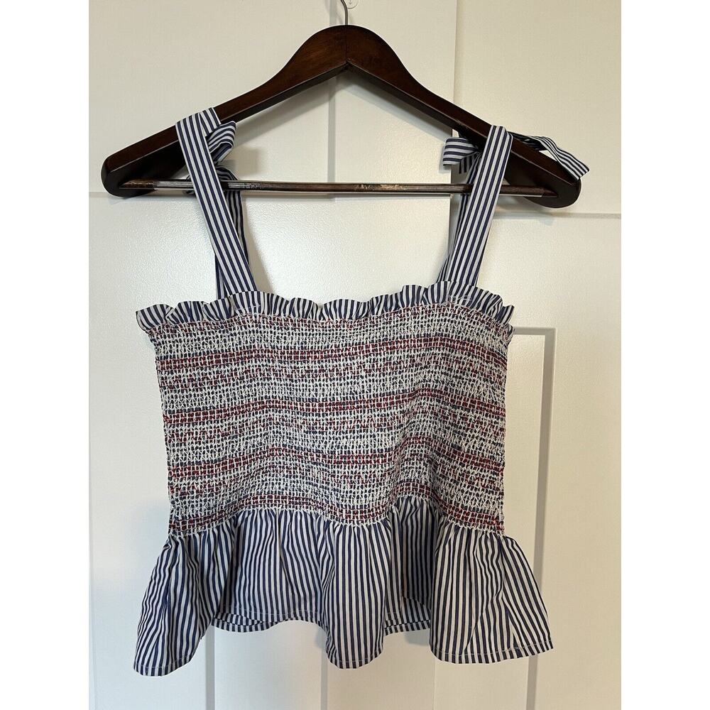 Sim & Sam Women's Top Size Large NWT Red White Blue Tank Cropped - Picture 5 of 9